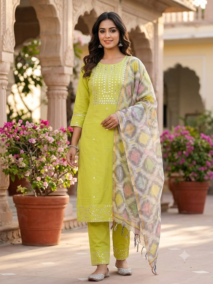 Stitched - suit with pent duptta 3 ps